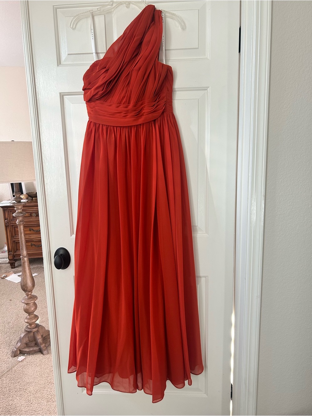 Azazie One-Shoulder Red Chiffon Evening Dress